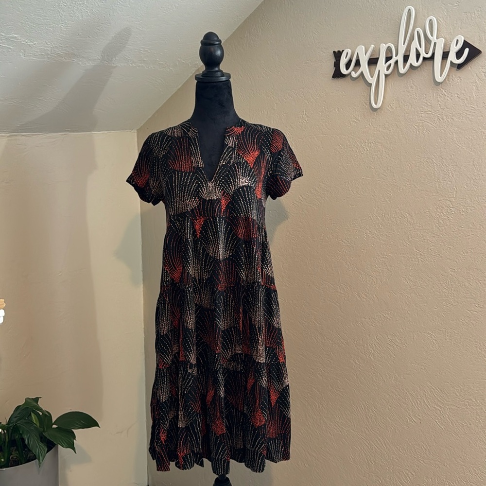 Maeve by Anthropologie Tania Fireworks Tiered Tunic Babydoll Dress